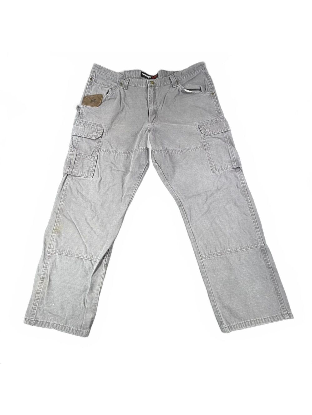 Men's Wrangler Riggs Workwear Gray Cargo Pants 40x30 Durable Cotton Utility